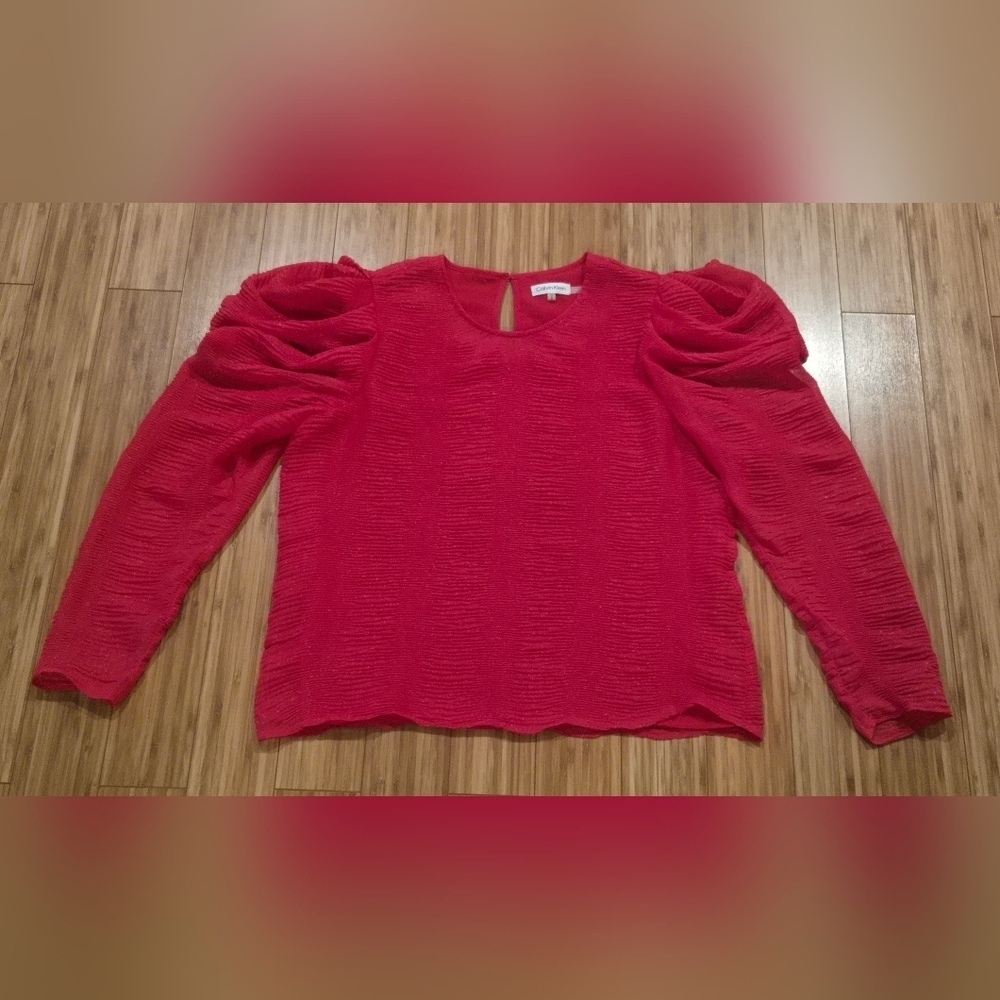 NWOT Calvin Klein Pink Long Sleeve Textured Top